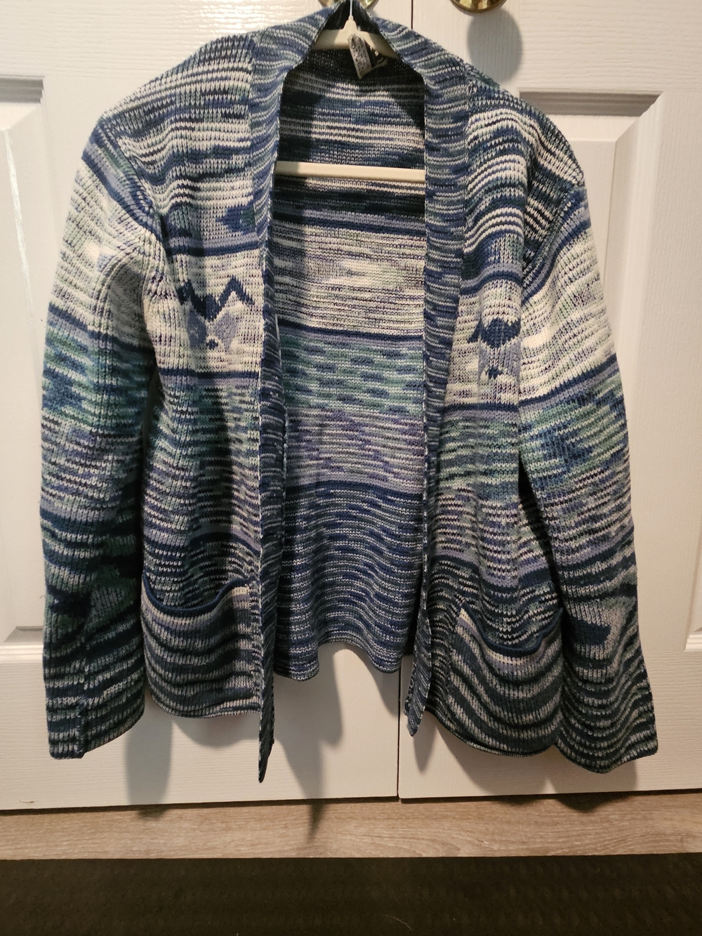 🎉 2 Items/$15 🎉 Acrylic Striped Open Cardigan in Blue and White